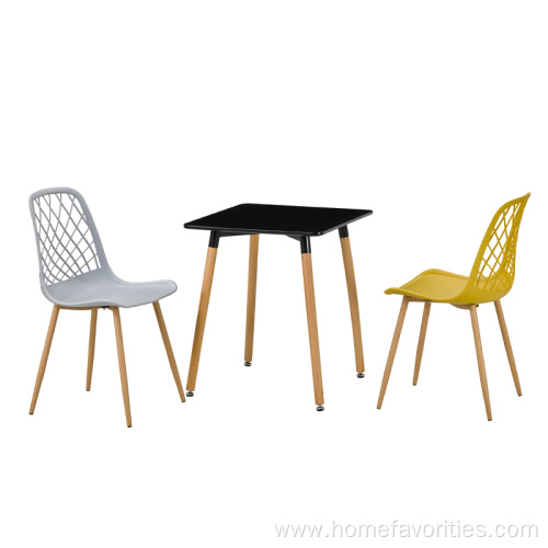 Black Plastic Cafe Dining Chairs Stackable Simple